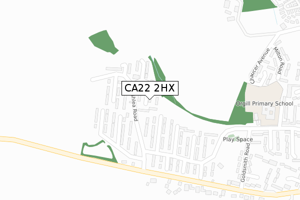 CA22 2HX map - large scale - OS Open Zoomstack (Ordnance Survey)