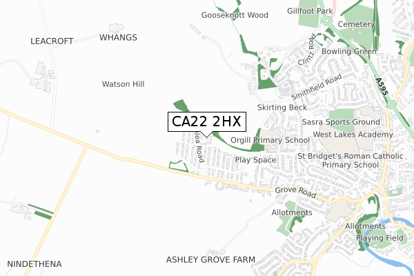 CA22 2HX map - small scale - OS Open Zoomstack (Ordnance Survey)