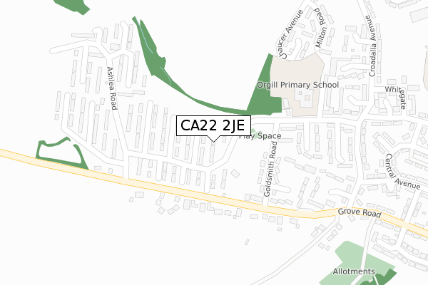 CA22 2JE map - large scale - OS Open Zoomstack (Ordnance Survey)
