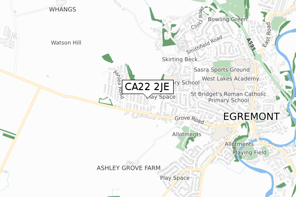 CA22 2JE map - small scale - OS Open Zoomstack (Ordnance Survey)
