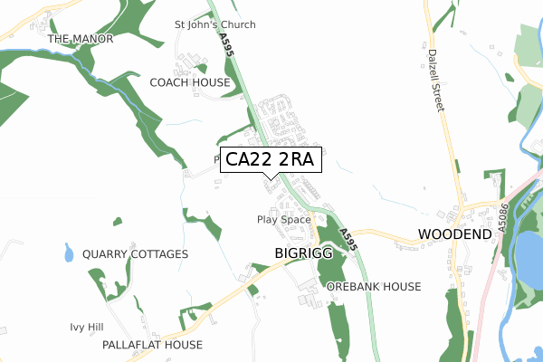 CA22 2RA map - small scale - OS Open Zoomstack (Ordnance Survey)