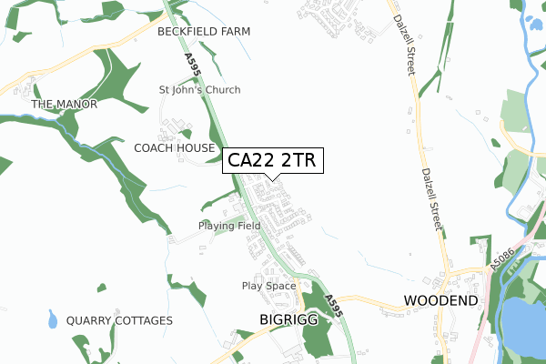 CA22 2TR map - small scale - OS Open Zoomstack (Ordnance Survey)