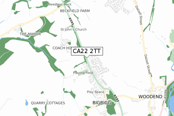 CA22 2TT map - small scale - OS Open Zoomstack (Ordnance Survey)