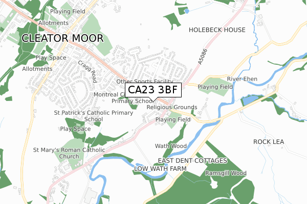 CA23 3BF map - small scale - OS Open Zoomstack (Ordnance Survey)