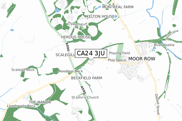 CA24 3JU map - small scale - OS Open Zoomstack (Ordnance Survey)