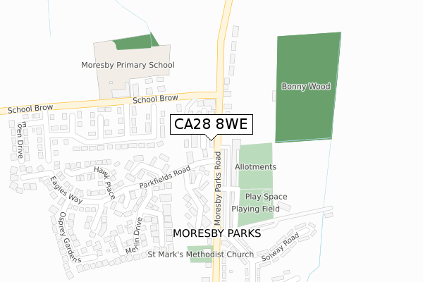 CA28 8WE map - large scale - OS Open Zoomstack (Ordnance Survey)