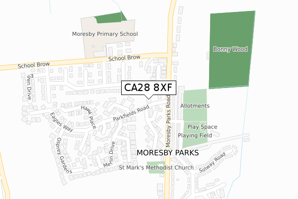 CA28 8XF map - large scale - OS Open Zoomstack (Ordnance Survey)