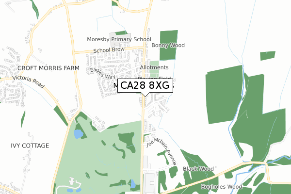 CA28 8XG map - small scale - OS Open Zoomstack (Ordnance Survey)