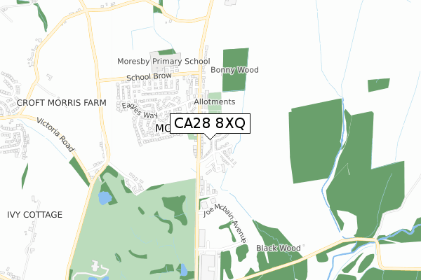 CA28 8XQ map - small scale - OS Open Zoomstack (Ordnance Survey)