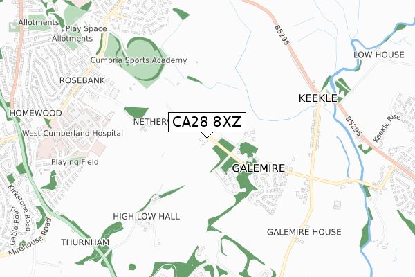 CA28 8XZ map - small scale - OS Open Zoomstack (Ordnance Survey)