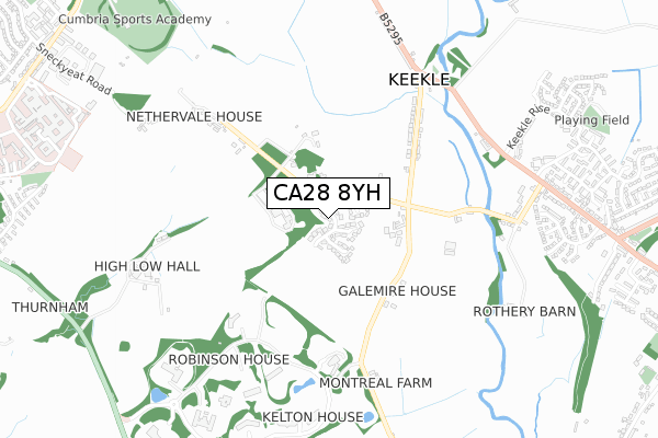 CA28 8YH map - small scale - OS Open Zoomstack (Ordnance Survey)