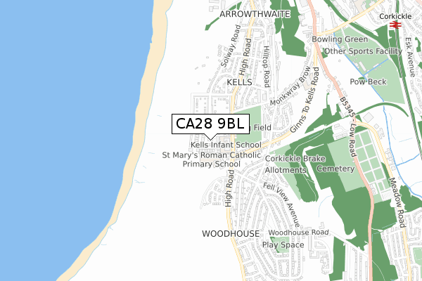 CA28 9BL map - small scale - OS Open Zoomstack (Ordnance Survey) CA28 9BL map - small scale - OS Open Zoomstack (Ordnance Survey)