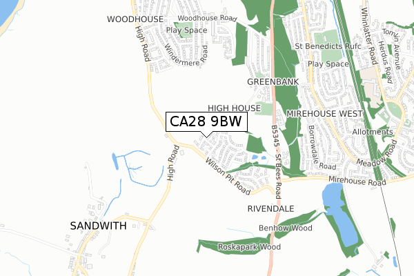 CA28 9BW map - small scale - OS Open Zoomstack (Ordnance Survey) CA28 9BW map - small scale - OS Open Zoomstack (Ordnance Survey)