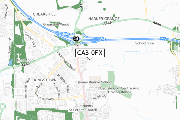 CA3 0FX map - small scale - OS Open Zoomstack (Ordnance Survey)
