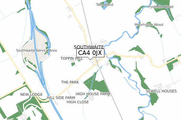 CA4 0JX map - small scale - OS Open Zoomstack (Ordnance Survey)