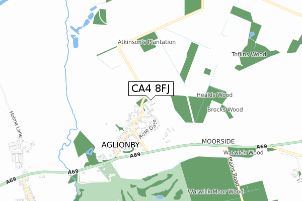 CA4 8FJ map - small scale - OS Open Zoomstack (Ordnance Survey)