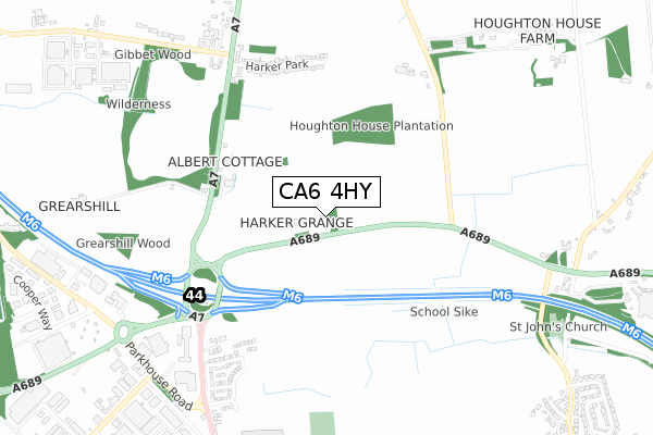 CA6 4HY map - small scale - OS Open Zoomstack (Ordnance Survey)