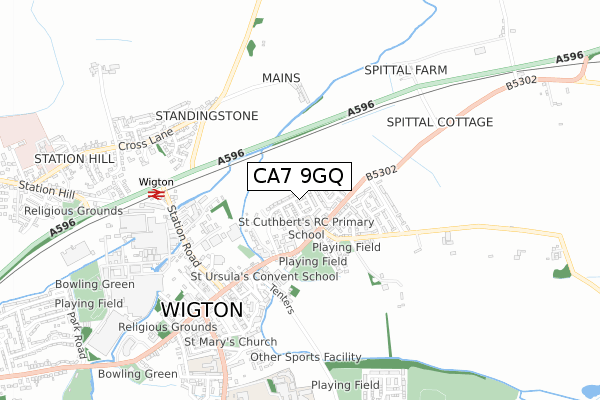 CA7 9GQ map - small scale - OS Open Zoomstack (Ordnance Survey) CA7 9GQ map - small scale - OS Open Zoomstack (Ordnance Survey)