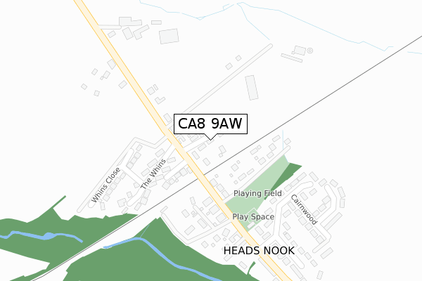 CA8 9AW map - large scale - OS Open Zoomstack (Ordnance Survey)
