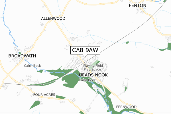 CA8 9AW map - small scale - OS Open Zoomstack (Ordnance Survey)