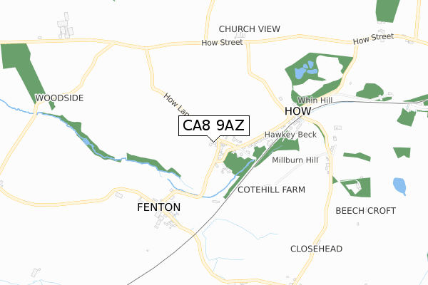 CA8 9AZ map - small scale - OS Open Zoomstack (Ordnance Survey)