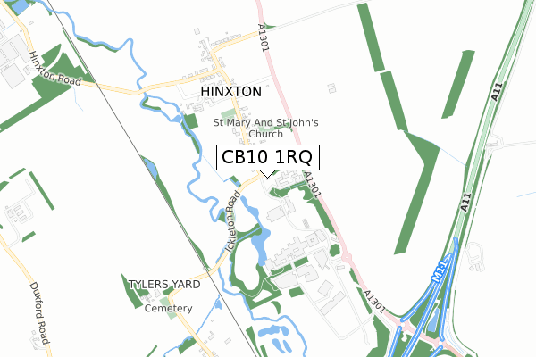 CB10 1RQ map - small scale - OS Open Zoomstack (Ordnance Survey)