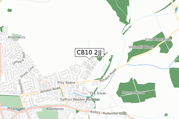 CB10 2JJ map - small scale - OS Open Zoomstack (Ordnance Survey)