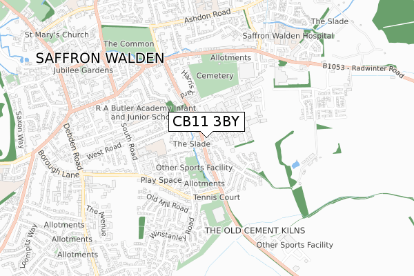 CB11 3BY map - small scale - OS Open Zoomstack (Ordnance Survey)