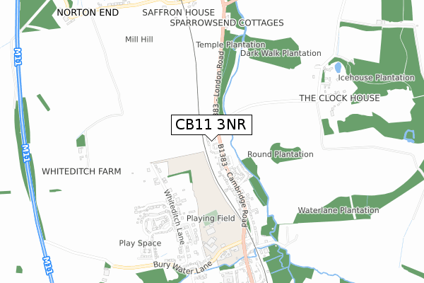 CB11 3NR map - small scale - OS Open Zoomstack (Ordnance Survey)