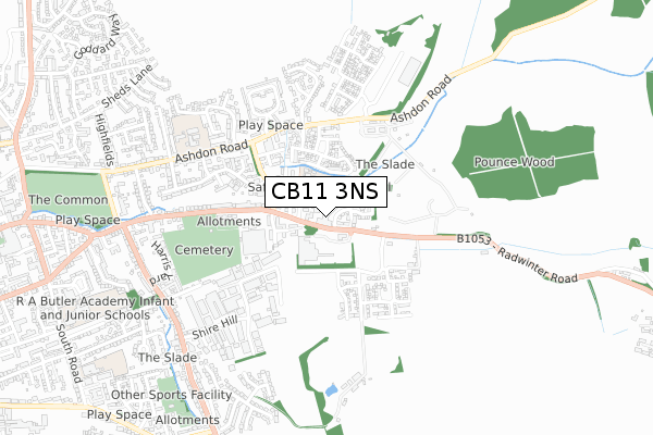 CB11 3NS map - small scale - OS Open Zoomstack (Ordnance Survey)