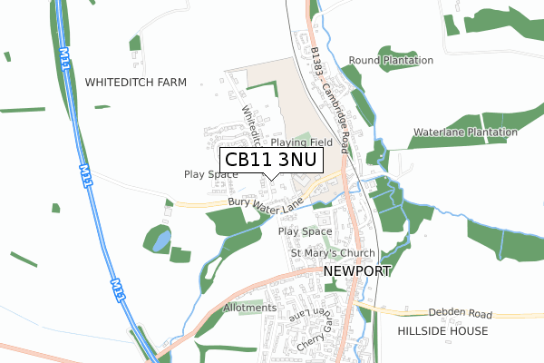 CB11 3NU map - small scale - OS Open Zoomstack (Ordnance Survey)