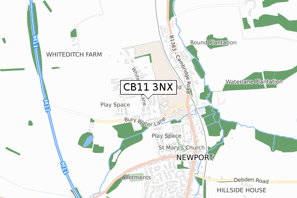 CB11 3NX map - small scale - OS Open Zoomstack (Ordnance Survey)