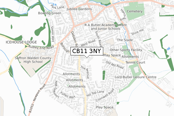 CB11 3NY map - small scale - OS Open Zoomstack (Ordnance Survey)