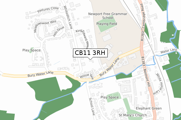 CB11 3RH map - large scale - OS Open Zoomstack (Ordnance Survey)