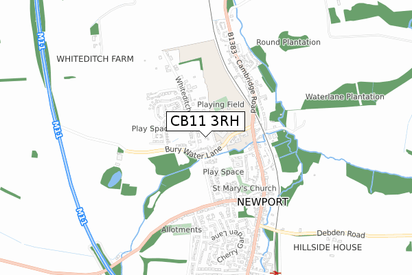 CB11 3RH map - small scale - OS Open Zoomstack (Ordnance Survey)