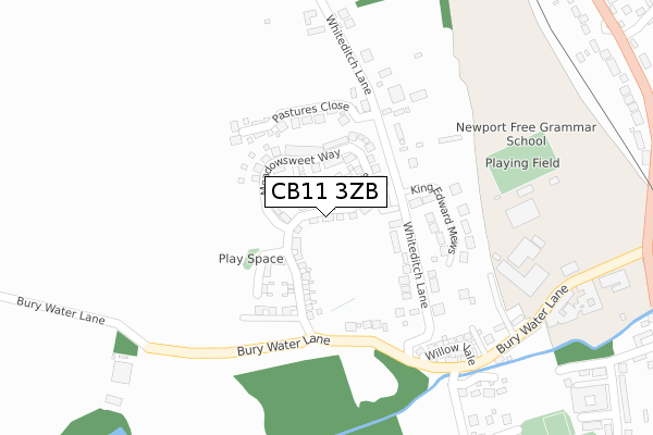 CB11 3ZB map - large scale - OS Open Zoomstack (Ordnance Survey)