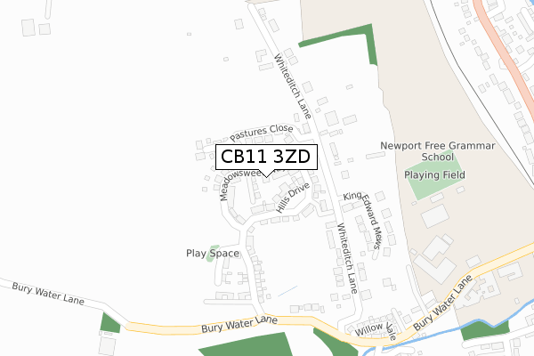 CB11 3ZD map - large scale - OS Open Zoomstack (Ordnance Survey)