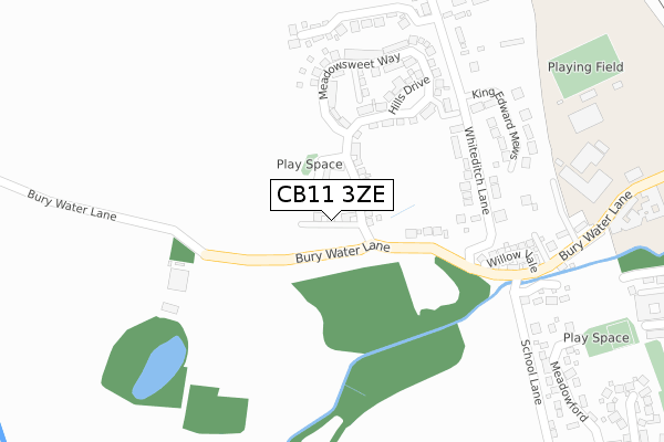 CB11 3ZE map - large scale - OS Open Zoomstack (Ordnance Survey)