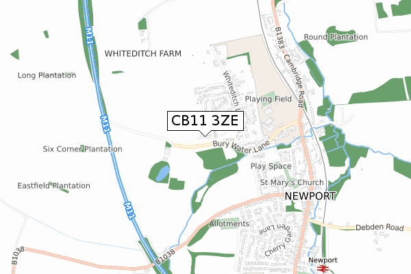 CB11 3ZE map - small scale - OS Open Zoomstack (Ordnance Survey) CB11 3ZE map - small scale - OS Open Zoomstack (Ordnance Survey)
