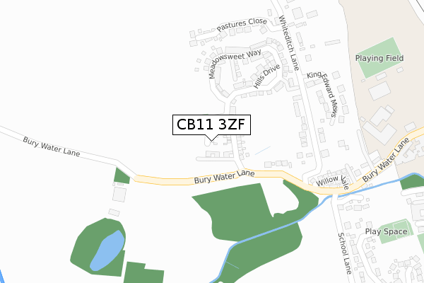 CB11 3ZF map - large scale - OS Open Zoomstack (Ordnance Survey)