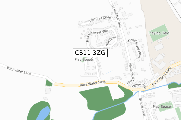 CB11 3ZG map - large scale - OS Open Zoomstack (Ordnance Survey)