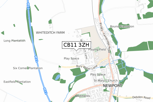 CB11 3ZH map - small scale - OS Open Zoomstack (Ordnance Survey) CB11 3ZH map - small scale - OS Open Zoomstack (Ordnance Survey)