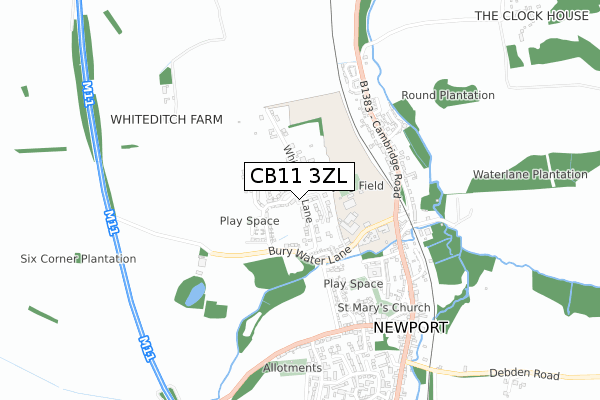 CB11 3ZL map - small scale - OS Open Zoomstack (Ordnance Survey)