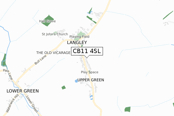 CB11 4SL map - small scale - OS Open Zoomstack (Ordnance Survey)