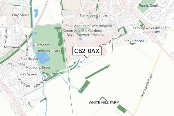 CB2 0AX map - small scale - OS Open Zoomstack (Ordnance Survey)