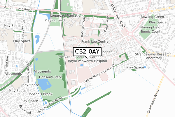 CB2 0AY map - small scale - OS Open Zoomstack (Ordnance Survey)