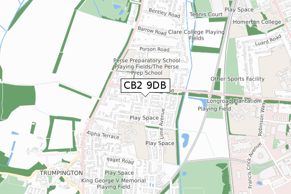CB2 9DB map - small scale - OS Open Zoomstack (Ordnance Survey)