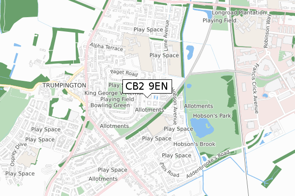 CB2 9EN map - small scale - OS Open Zoomstack (Ordnance Survey)