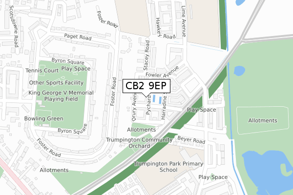 CB2 9EP map - large scale - OS Open Zoomstack (Ordnance Survey)