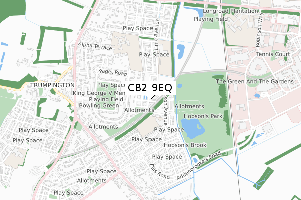 CB2 9EQ map - small scale - OS Open Zoomstack (Ordnance Survey)